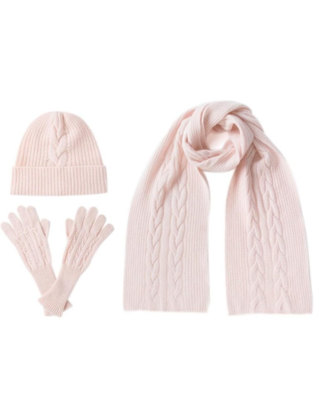 Cozy 3-Piece 100% Cashmere Winter Set: Scarf, Hat & Gloves in Gift Box